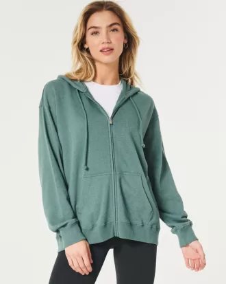 Oversized Terry Zip-Up Hoodie,Oversized Terry Zip-Up Hoodie