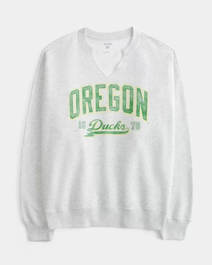 Oversized University of Oregon Graphic Notch-Neck Sweatshirt,Oversized University of Oregon Graphic Notch-Neck Sweatshirt Oversized University of Oregon Graphic Notch-Neck Sweatshirt,Oversized University of Oregon Graphic Notch-Neck Sweatshirt
