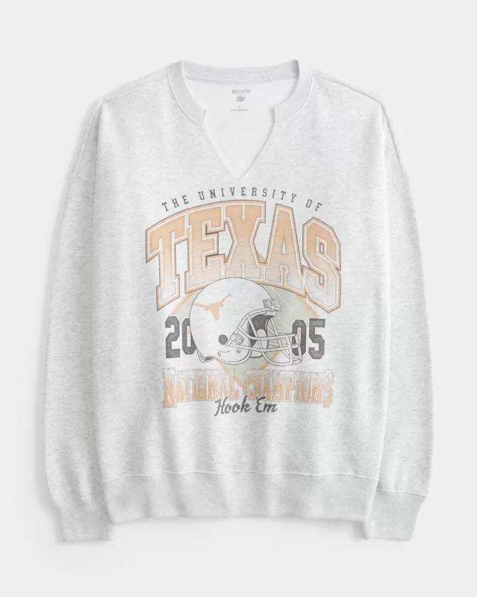 Oversized University of Texas Graphic Notch-Neck Sweatshirt,Oversized University of Texas Graphic Notch-Neck Sweatshirt Oversized University of Texas Graphic Notch-Neck Sweatshirt,Oversized University of Texas Graphic Notch-Neck Sweatshirt