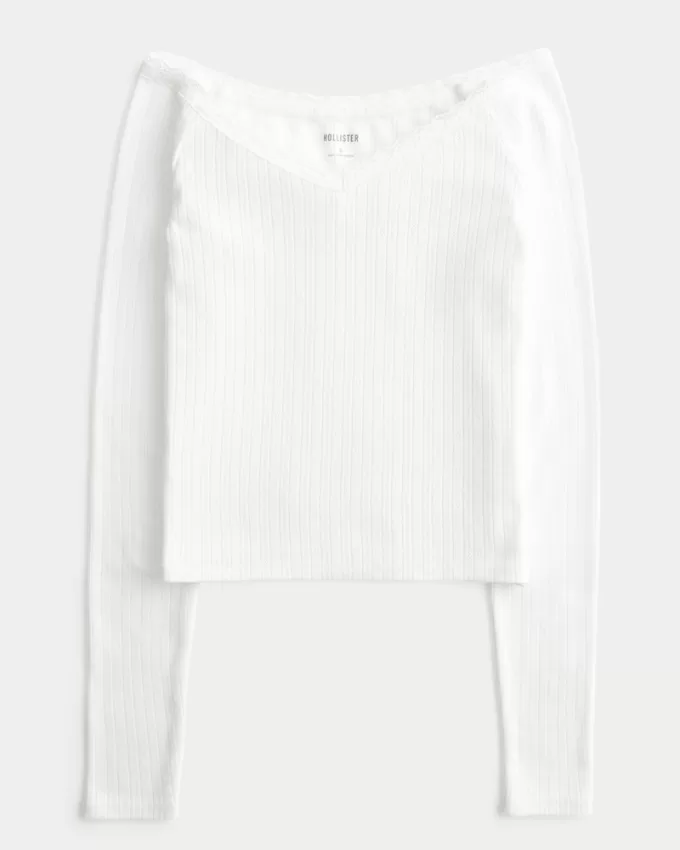 Pointelle Lace Trim Top,Pointelle Lace Trim Top Pointelle Lace Trim Top,Pointelle Lace Trim Top