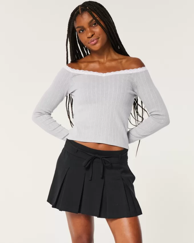 Pointelle Lace Trim Top,Pointelle Lace Trim Top Pointelle Lace Trim Top,Pointelle Lace Trim Top