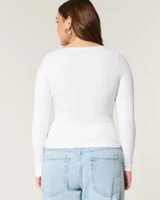 Pointelle Seamless Fabric Scoop Top,Pointelle Seamless Fabric Scoop Top