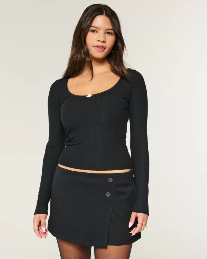 Pointelle Seamless Fabric Scoop Top,Pointelle Seamless Fabric Scoop Top Pointelle Seamless Fabric Scoop Top,Pointelle Seamless Fabric Scoop Top