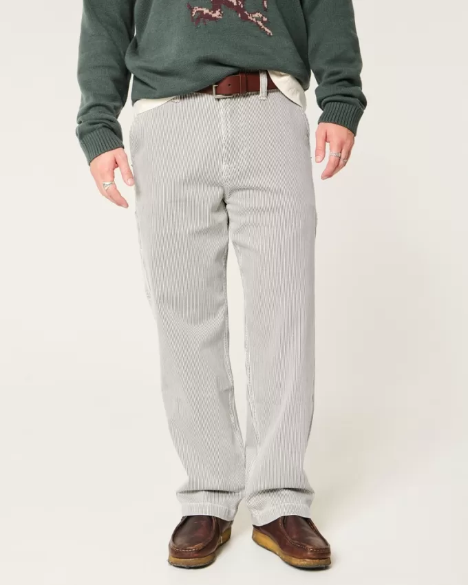 Railroad Stripe Baggy Painter Jeans,Railroad Stripe Baggy Painter Jeans