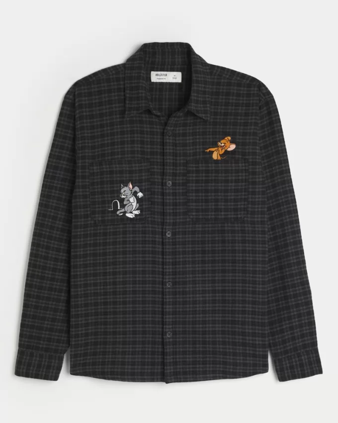 Relaxed Flannel Tom and Jerry Graphic Shirt,Relaxed Flannel Tom and Jerry Graphic Shirt Relaxed Flannel Tom and Jerry Graphic Shirt,Relaxed Flannel Tom and Jerry Graphic Shirt