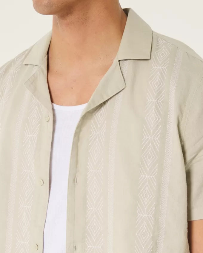 Relaxed Short-Sleeve Embroidered Pattern Shirt,Relaxed Short-Sleeve Embroidered Pattern Shirt Relaxed Short-Sleeve Embroidered Pattern Shirt,Relaxed Short-Sleeve Embroidered Pattern Shirt