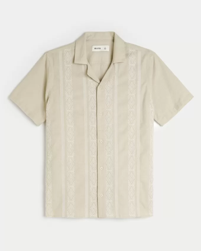 Relaxed Short-Sleeve Embroidered Pattern Shirt,Relaxed Short-Sleeve Embroidered Pattern Shirt Relaxed Short-Sleeve Embroidered Pattern Shirt,Relaxed Short-Sleeve Embroidered Pattern Shirt