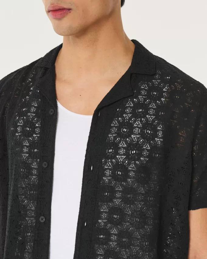 Relaxed Short-Sleeve Lace Shirt,Relaxed Short-Sleeve Lace Shirt Relaxed Short-Sleeve Lace Shirt,Relaxed Short-Sleeve Lace Shirt