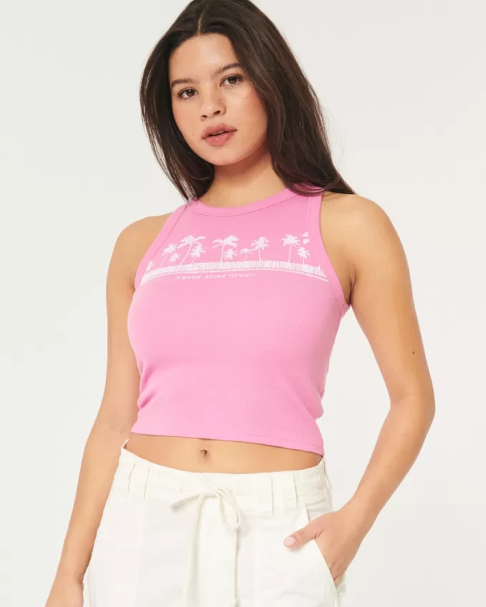 Ribbed Kailua-Kona Hawaii Graphic High-Neck Tank,Ribbed Kailua-Kona Hawaii Graphic High-Neck Tank Ribbed Kailua-Kona Hawaii Graphic High-Neck Tank,Ribbed Kailua-Kona Hawaii Graphic High-Neck Tank