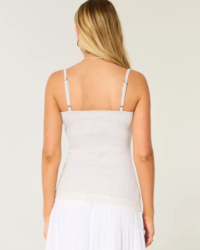 Ribbed Lace Trim Cami,Ribbed Lace Trim Cami Ribbed Lace Trim Cami,Ribbed Lace Trim Cami