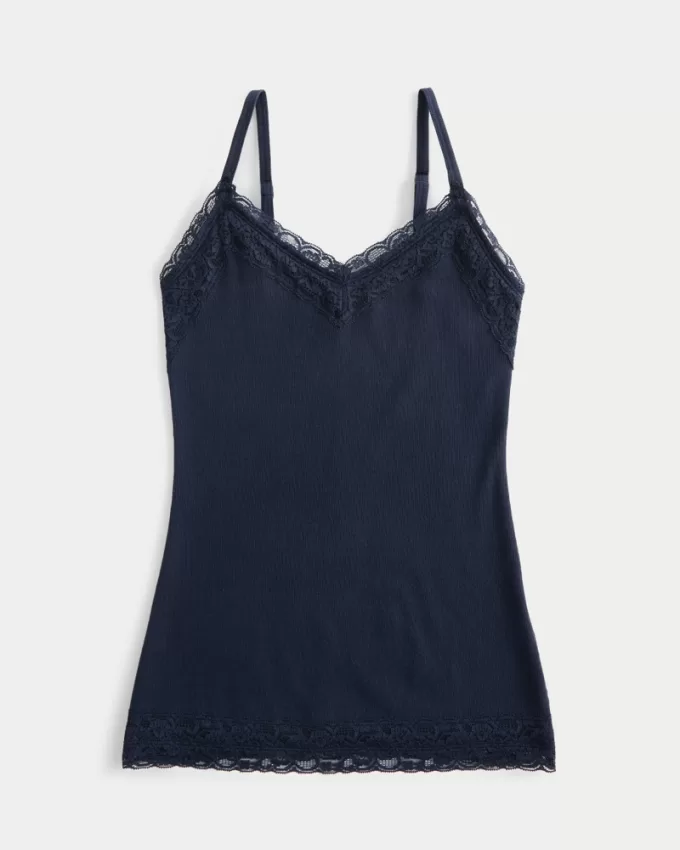 Ribbed Lace Trim Cami,Ribbed Lace Trim Cami Ribbed Lace Trim Cami,Ribbed Lace Trim Cami