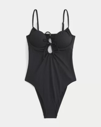 Ribbed One-Piece Swimsuit,Ribbed One-Piece Swimsuit