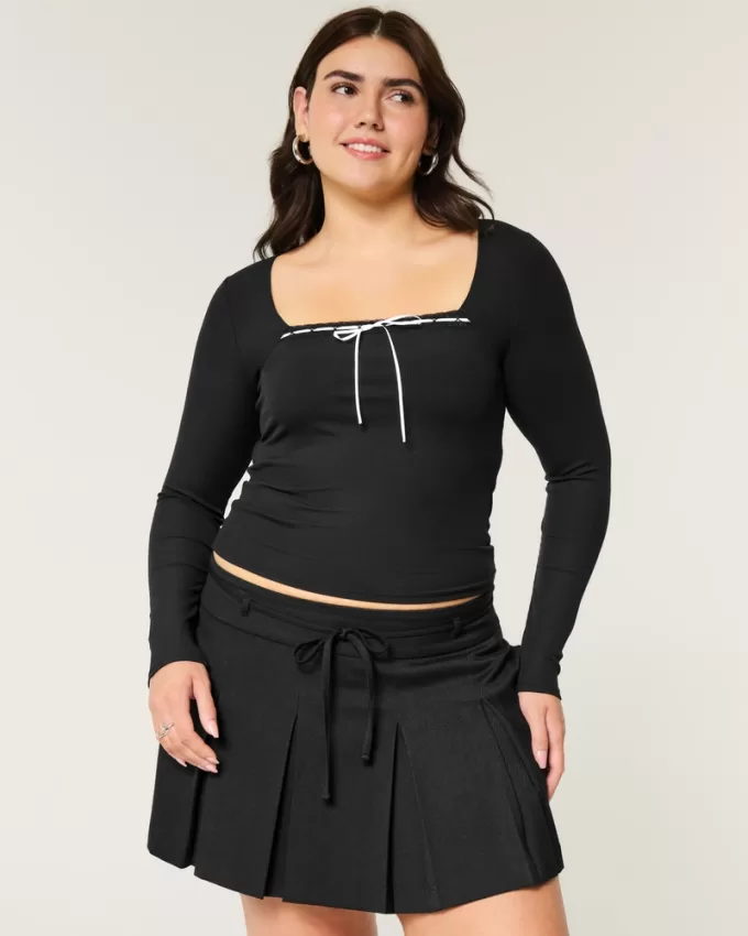 Ribbed Seamless Fabric Lace Trim Square-Neck Top,Ribbed Seamless Fabric Lace Trim Square-Neck Top Ribbed Seamless Fabric Lace Trim Square-Neck Top,Ribbed Seamless Fabric Lace Trim Square-Neck Top