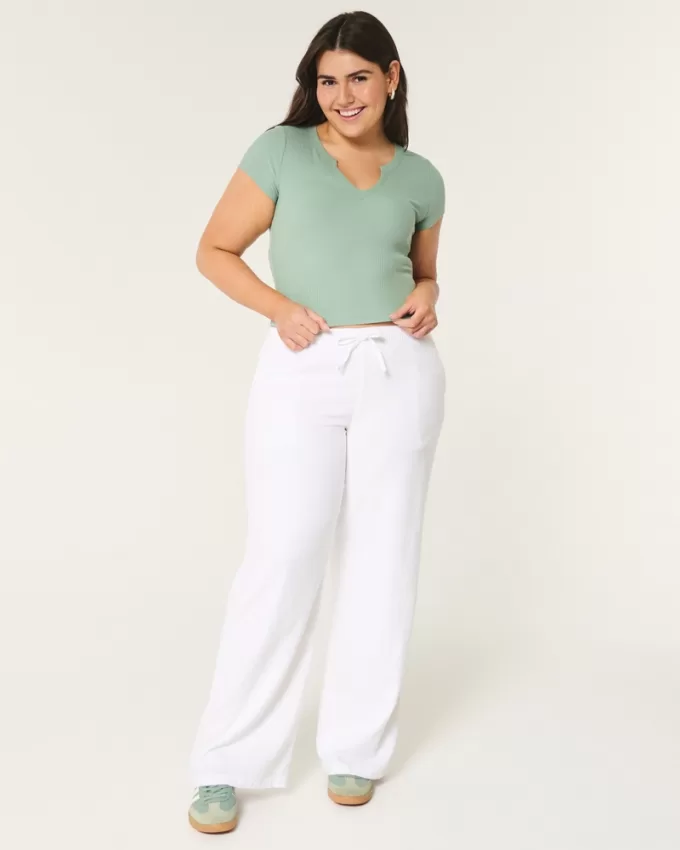 Ribbed Seamless Fabric Notch Neck Baby Tee,Ribbed Seamless Fabric Notch Neck Baby Tee Ribbed Seamless Fabric Notch Neck Baby Tee,Ribbed Seamless Fabric Notch Neck Baby Tee
