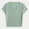 Ribbed Seamless Fabric Notch Neck Baby Tee,Ribbed Seamless Fabric Notch Neck Baby Tee Ribbed Seamless Fabric Notch Neck Baby Tee,Ribbed Seamless Fabric Notch Neck Baby Tee