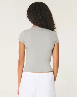 Ribbed Seamless Fabric Scoop Baby Tee,Ribbed Seamless Fabric Scoop Baby Tee Ribbed Seamless Fabric Scoop Baby Tee,Ribbed Seamless Fabric Scoop Baby Tee