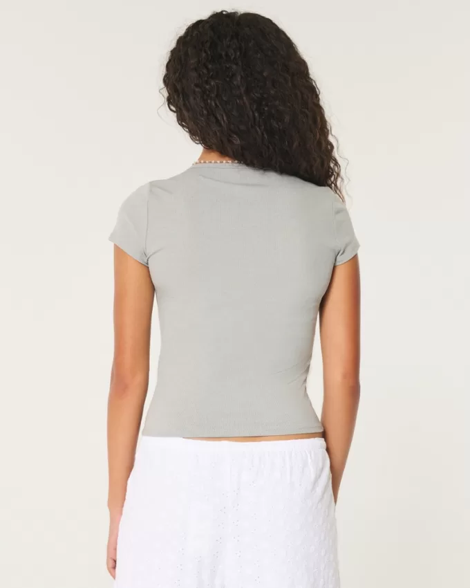 Ribbed Seamless Fabric Scoop Baby Tee,Ribbed Seamless Fabric Scoop Baby Tee Ribbed Seamless Fabric Scoop Baby Tee,Ribbed Seamless Fabric Scoop Baby Tee