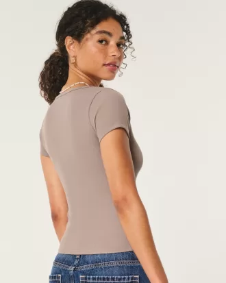 Ribbed Seamless Fabric Scoop Baby Tee,Ribbed Seamless Fabric Scoop Baby Tee Ribbed Seamless Fabric Scoop Baby Tee,Ribbed Seamless Fabric Scoop Baby Tee