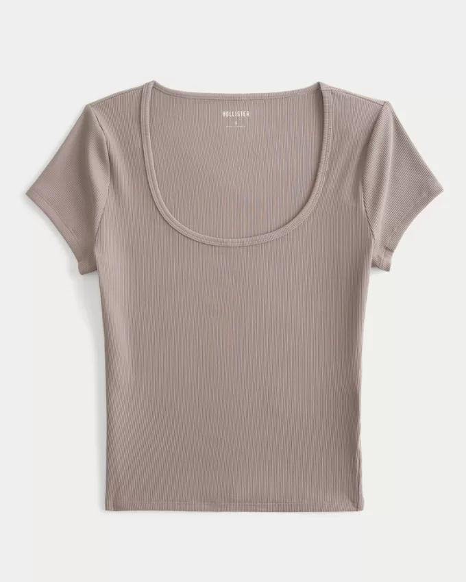 Ribbed Seamless Fabric Scoop Baby Tee,Ribbed Seamless Fabric Scoop Baby Tee Ribbed Seamless Fabric Scoop Baby Tee,Ribbed Seamless Fabric Scoop Baby Tee