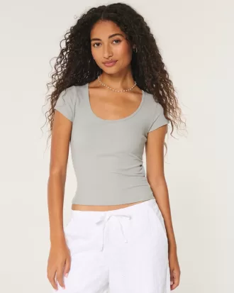 Ribbed Seamless Fabric Scoop Baby Tee,Ribbed Seamless Fabric Scoop Baby Tee Ribbed Seamless Fabric Scoop Baby Tee,Ribbed Seamless Fabric Scoop Baby Tee