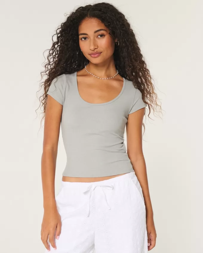 Ribbed Seamless Fabric Scoop Baby Tee,Ribbed Seamless Fabric Scoop Baby Tee Ribbed Seamless Fabric Scoop Baby Tee,Ribbed Seamless Fabric Scoop Baby Tee