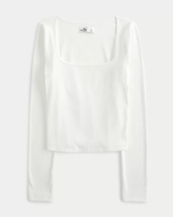 Ribbed Seamless Fabric Square-Neck Top,Ribbed Seamless Fabric Square-Neck Top Ribbed Seamless Fabric Square-Neck Top,Ribbed Seamless Fabric Square-Neck Top