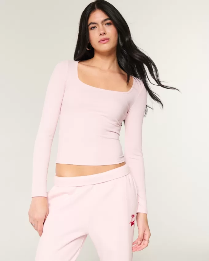 Ribbed Seamless Fabric Square-Neck Top,Ribbed Seamless Fabric Square-Neck Top Ribbed Seamless Fabric Square-Neck Top,Ribbed Seamless Fabric Square-Neck Top