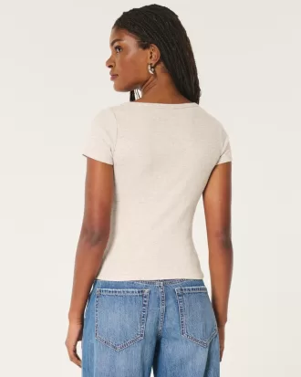 Ribbed Short-Sleeve Icon Henley,Ribbed Short-Sleeve Icon Henley