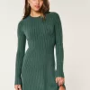 Ribbed Skater Mini Sweater Dress,Ribbed Skater Mini Sweater Dress
