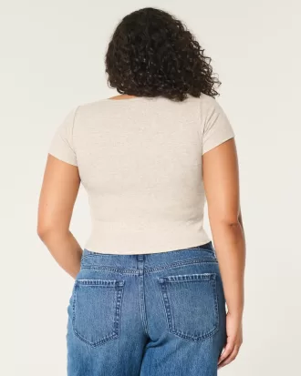 Ribbed Square-Neck Baby Tee,Ribbed Square-Neck Baby Tee Ribbed Square-Neck Baby Tee,Ribbed Square-Neck Baby Tee