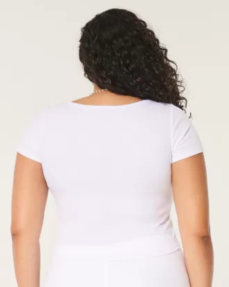 Ribbed Square-Neck Baby Tee,Ribbed Square-Neck Baby Tee Ribbed Square-Neck Baby Tee,Ribbed Square-Neck Baby Tee