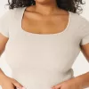 Ribbed Square-Neck Baby Tee,Ribbed Square-Neck Baby Tee Ribbed Square-Neck Baby Tee,Ribbed Square-Neck Baby Tee