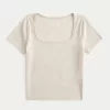 Ribbed Square-Neck Baby Tee,Ribbed Square-Neck Baby Tee Ribbed Square-Neck Baby Tee,Ribbed Square-Neck Baby Tee