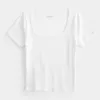 Ribbed Square-Neck Baby Tee,Ribbed Square-Neck Baby Tee Ribbed Square-Neck Baby Tee,Ribbed Square-Neck Baby Tee
