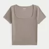 Ribbed Square-Neck Baby Tee,Ribbed Square-Neck Baby Tee Ribbed Square-Neck Baby Tee,Ribbed Square-Neck Baby Tee