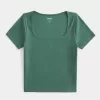 Ribbed Square-Neck Baby Tee,Ribbed Square-Neck Baby Tee Ribbed Square-Neck Baby Tee,Ribbed Square-Neck Baby Tee