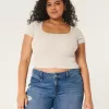 Ribbed Square-Neck Baby Tee,Ribbed Square-Neck Baby Tee Ribbed Square-Neck Baby Tee,Ribbed Square-Neck Baby Tee