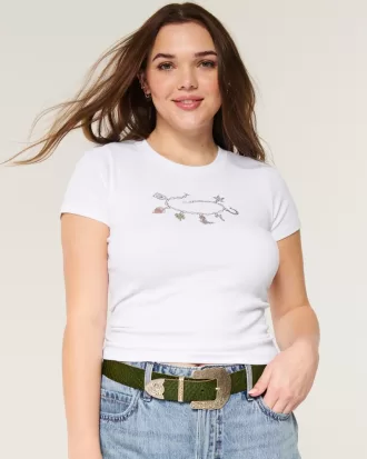 Ribbed Western Graphic Crew Baby Tee,Ribbed Western Graphic Crew Baby Tee Ribbed Western Graphic Crew Baby Tee,Ribbed Western Graphic Crew Baby Tee
