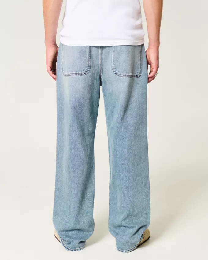 Ripped Medium Wash Baggy Jeans,Ripped Medium Wash Baggy Jeans