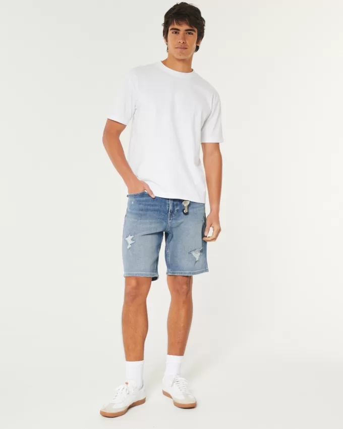 Ripped Medium Wash Loose Denim Shorts 9″,Ripped Medium Wash Loose Denim Shorts 9″ Ripped Medium Wash Loose Denim Shorts 9″,Ripped Medium Wash Loose Denim Shorts 9″