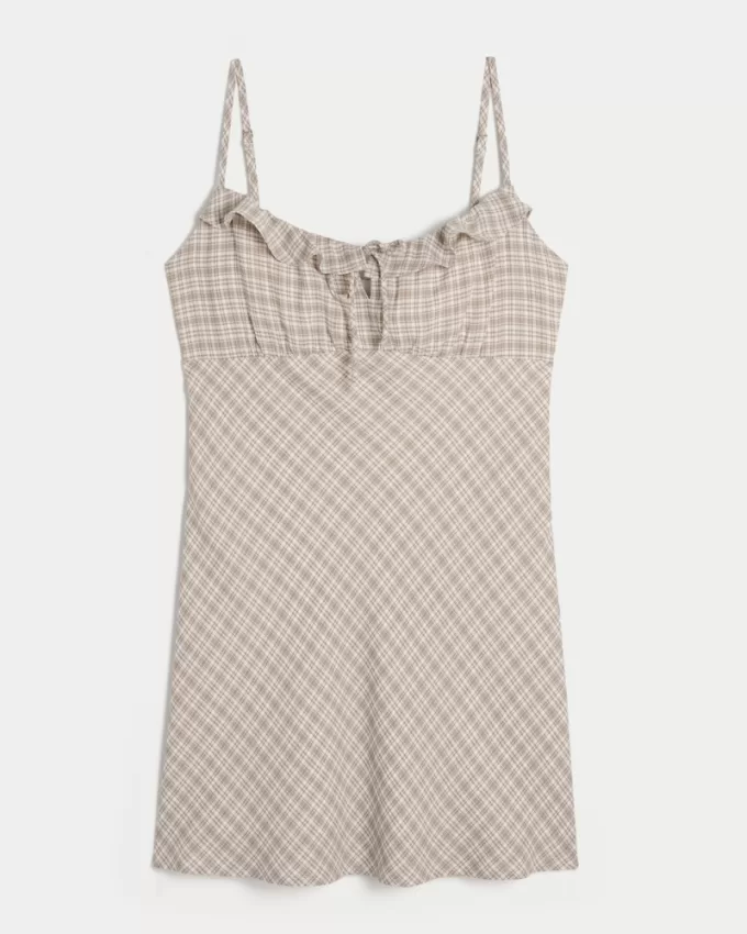 Ruffle Neckline Slip Mini Dress,Ruffle Neckline Slip Mini Dress Ruffle Neckline Slip Mini Dress,Ruffle Neckline Slip Mini Dress