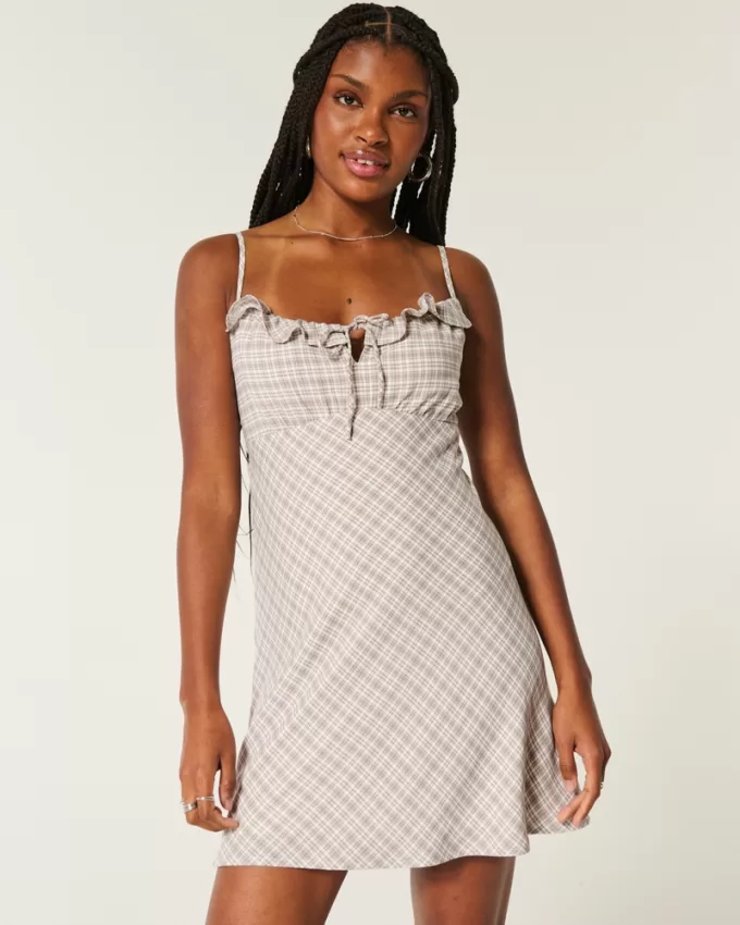 Ruffle Neckline Slip Mini Dress,Ruffle Neckline Slip Mini Dress Ruffle Neckline Slip Mini Dress,Ruffle Neckline Slip Mini Dress