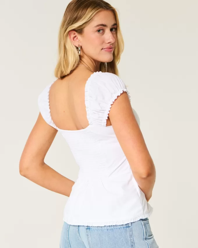 Ruffle Trim Poplin Blouse,Ruffle Trim Poplin Blouse Ruffle Trim Poplin Blouse,Ruffle Trim Poplin Blouse