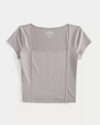 Seamed Square-Neck T-Shirt,Seamed Square-Neck T-Shirt Seamed Square-Neck T-Shirt,Seamed Square-Neck T-Shirt