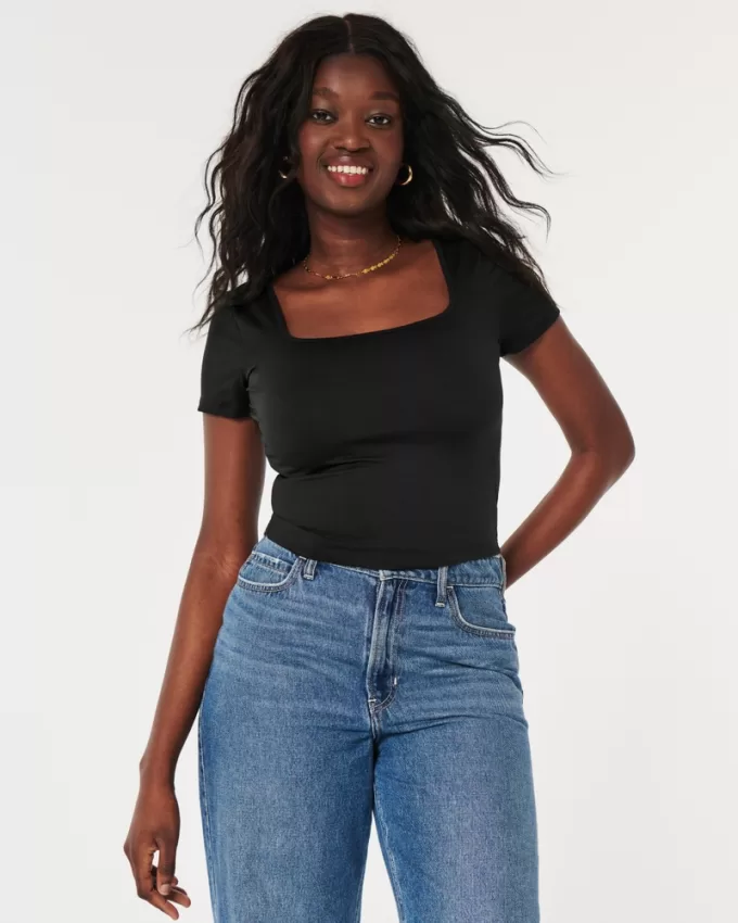 Seamless Fabric Square-Neck Baby Tee,Seamless Fabric Square-Neck Baby Tee Seamless Fabric Square-Neck Baby Tee,Seamless Fabric Square-Neck Baby Tee