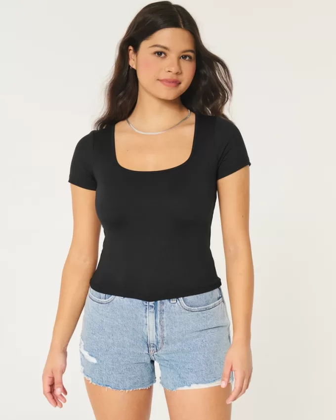 Seamless Fabric Square-Neck Baby Tee,Seamless Fabric Square-Neck Baby Tee Seamless Fabric Square-Neck Baby Tee,Seamless Fabric Square-Neck Baby Tee