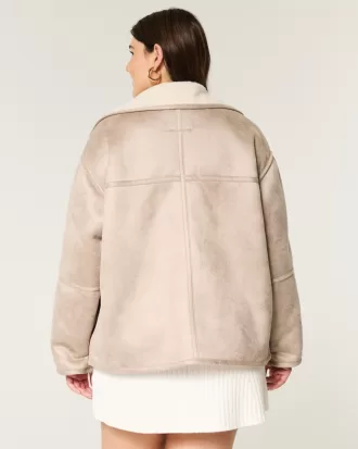 Sherpa-Lined Faux Suede Jacket,Sherpa-Lined Faux Suede Jacket Sherpa-Lined Faux Suede Jacket,Sherpa-Lined Faux Suede Jacket