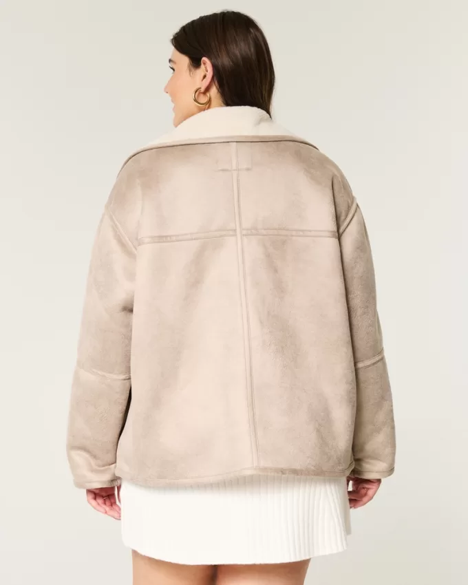 Sherpa-Lined Faux Suede Jacket,Sherpa-Lined Faux Suede Jacket Sherpa-Lined Faux Suede Jacket,Sherpa-Lined Faux Suede Jacket