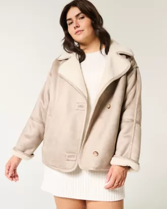 Sherpa-Lined Faux Suede Jacket,Sherpa-Lined Faux Suede Jacket Sherpa-Lined Faux Suede Jacket,Sherpa-Lined Faux Suede Jacket