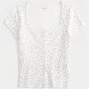 Short-Sleeve Button-Through Pointelle Top,Short-Sleeve Button-Through Pointelle Top Short-Sleeve Button-Through Pointelle Top,Short-Sleeve Button-Through Pointelle Top